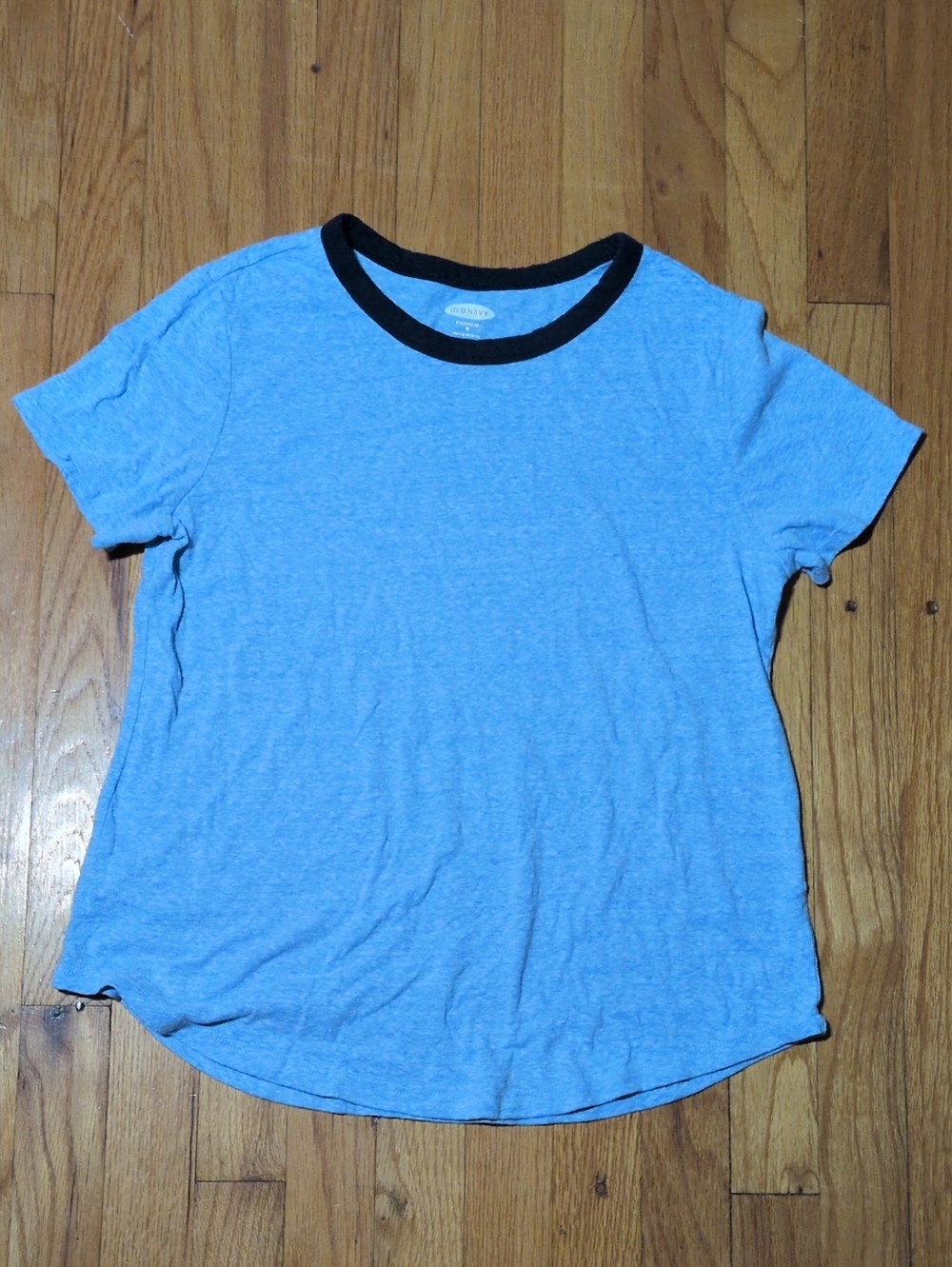 Old Navy women's Light Blue Tee with Black Crew Neck - Women's Short Sleeve M